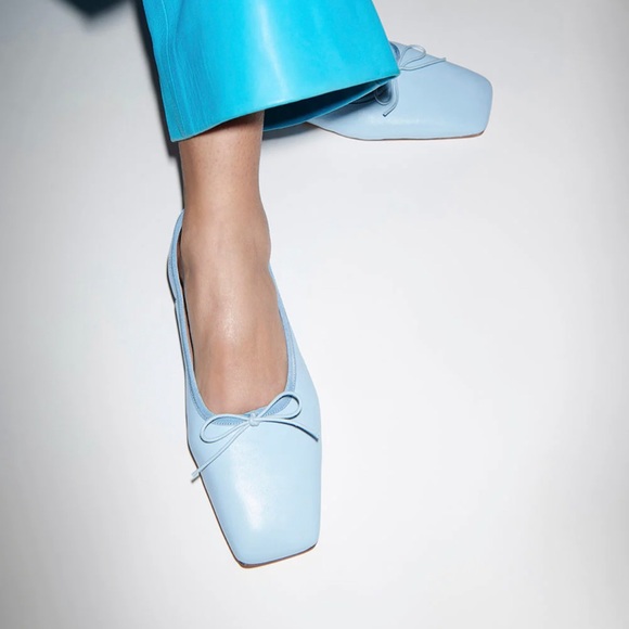 Mansur Gavriel Square Toe Ballerina - color Ice, sz 40 - Picture 3 of 4